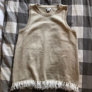Knit tank with fringe